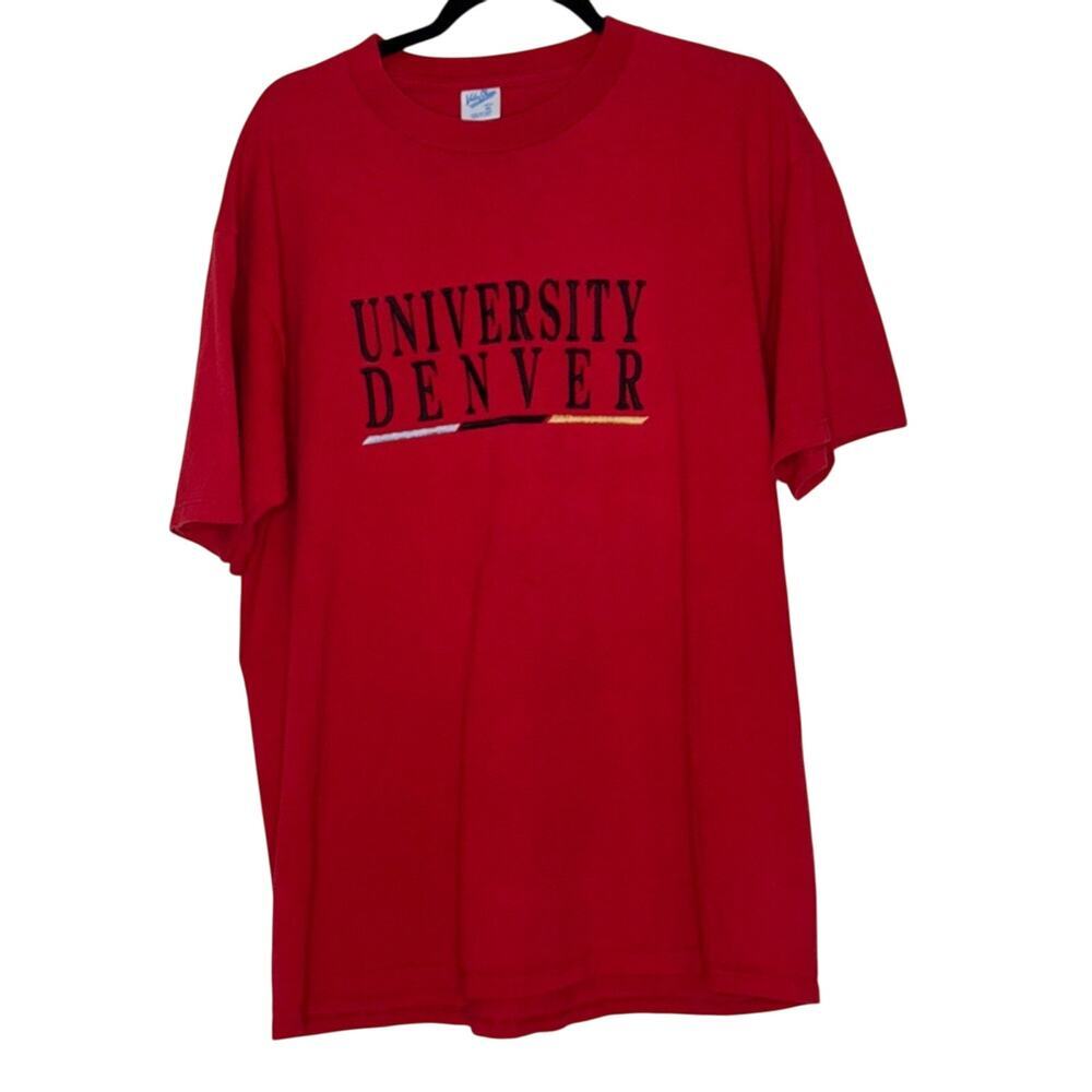 University Of Denver Tee Shirt Cotton Red Size XL